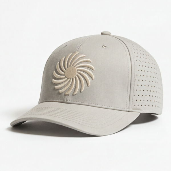 Cream Perforated Hat with Logo