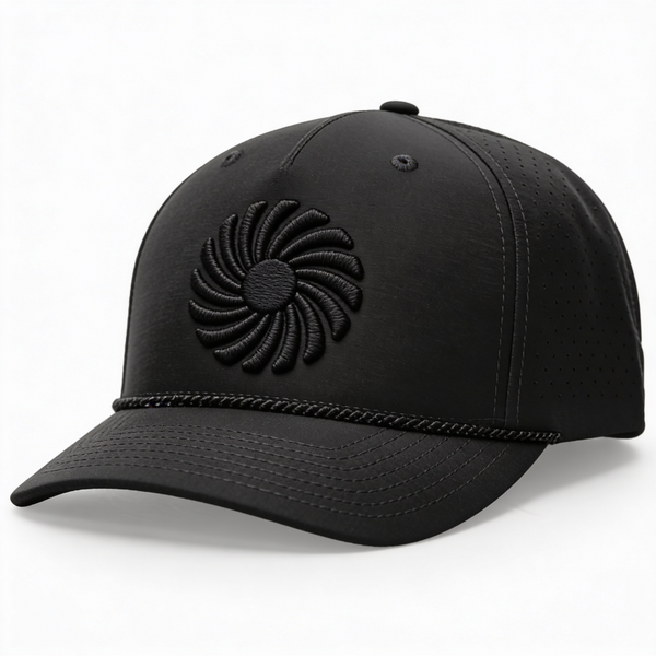 Black On Black Perforated Rope Hat